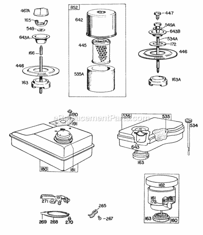Air Cleaner Grp Fuel Grp Diagram and Parts List for 060102-9400-25  Briggs and Stratton Engine